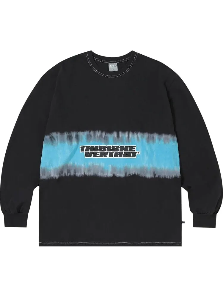 Лонгслив thisisneverthat Striped Tie Dye Long-Sleeve Top 'Black' — черный
