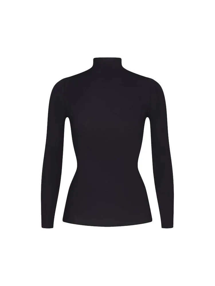 Топ NikeSKIMS Vintage Weightless Layers Mock Neck Long Sleeve Top — изображение 1 из 1, обсидиан