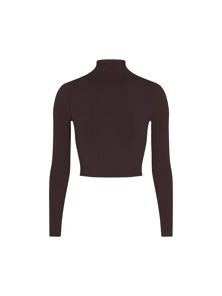 Топ NikeSKIMS Vintage Seamless Mock Neck Crop Top, Phoenix — изображение 1 из 1, коричневый