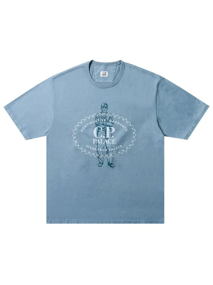 Футболка Palace x C.P. Company Mercerized Jersey 30/2 Twisted T-Shirt — изображение 1 из 1, синий