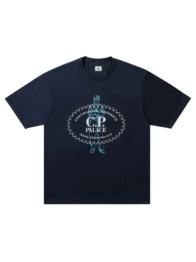 Футболка Palace x C.P. Company Mercerized Jersey 30/2 Twisted T-Shirt — изображение 1 из 1, темно-синий