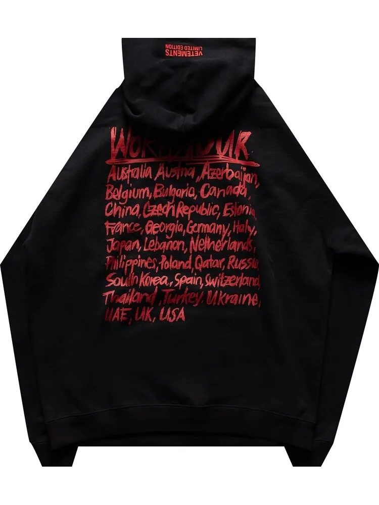 Худи Vetements World Tour Logo Hoodie 'Black/Red' — изображение 2 из 2, черный