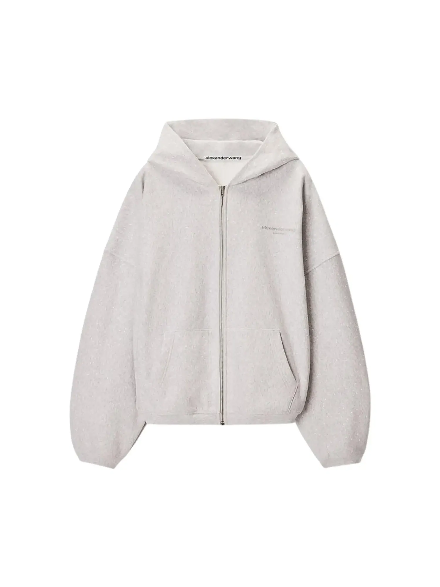 Худи Alexander Wang Allover Hotfix Oversized на молнии — изображение 1 из 1, светлый серый