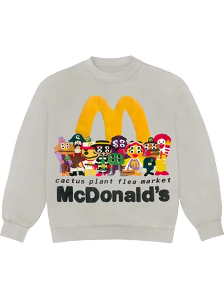 Толстовка Cactus Plant Flea Market x McDonald's Cactus Buddy! And Friends Crewneck 'Cement' — изображение 1 из 2, серый