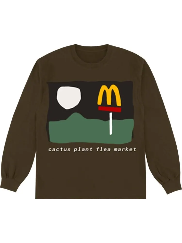 Лонгслив Cactus Plant Flea Market x McDonald's 24/7 Long-Sleeve 'Clove' — изображение 1 из 2, коричневый