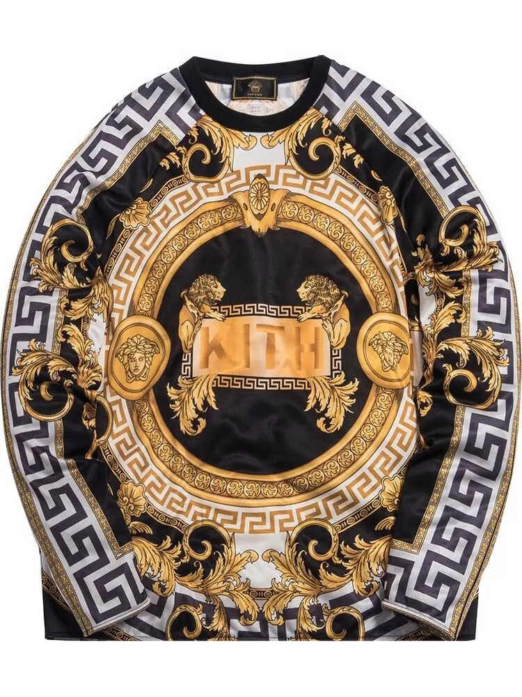 Толстовка Kith x Versace Silk Crewneck 'Black/Gold' — изображение 1 из 1, черный