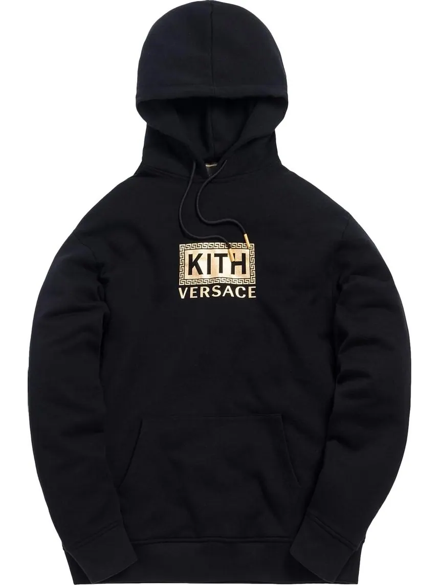 Худи Kith x Versace Greek Key Hoodie 'Black' — изображение 1 из 1, черный