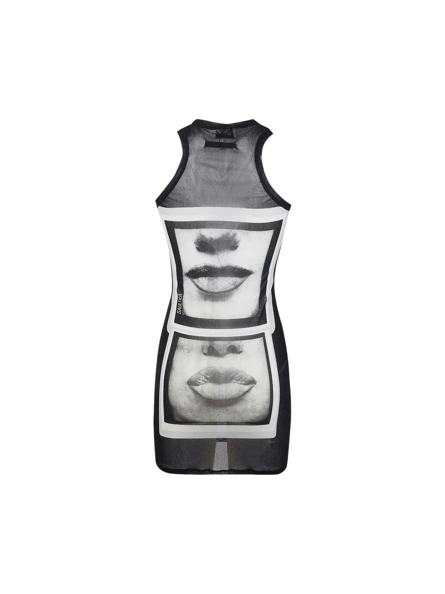 Платье Jean Paul Gaultier Re-Edition Mesh Tanktop Short Dress Printed Eyes And Lips — изображение 2 из 2, черный/серый/белый