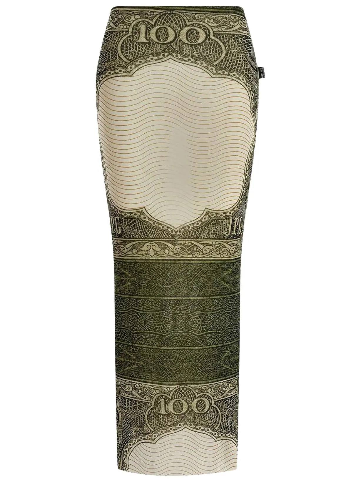 Длинная сетчатая юбка Jean Paul Gaultier Re-Edition с принтом Cartouche — изображение 1 из 2, зеленый