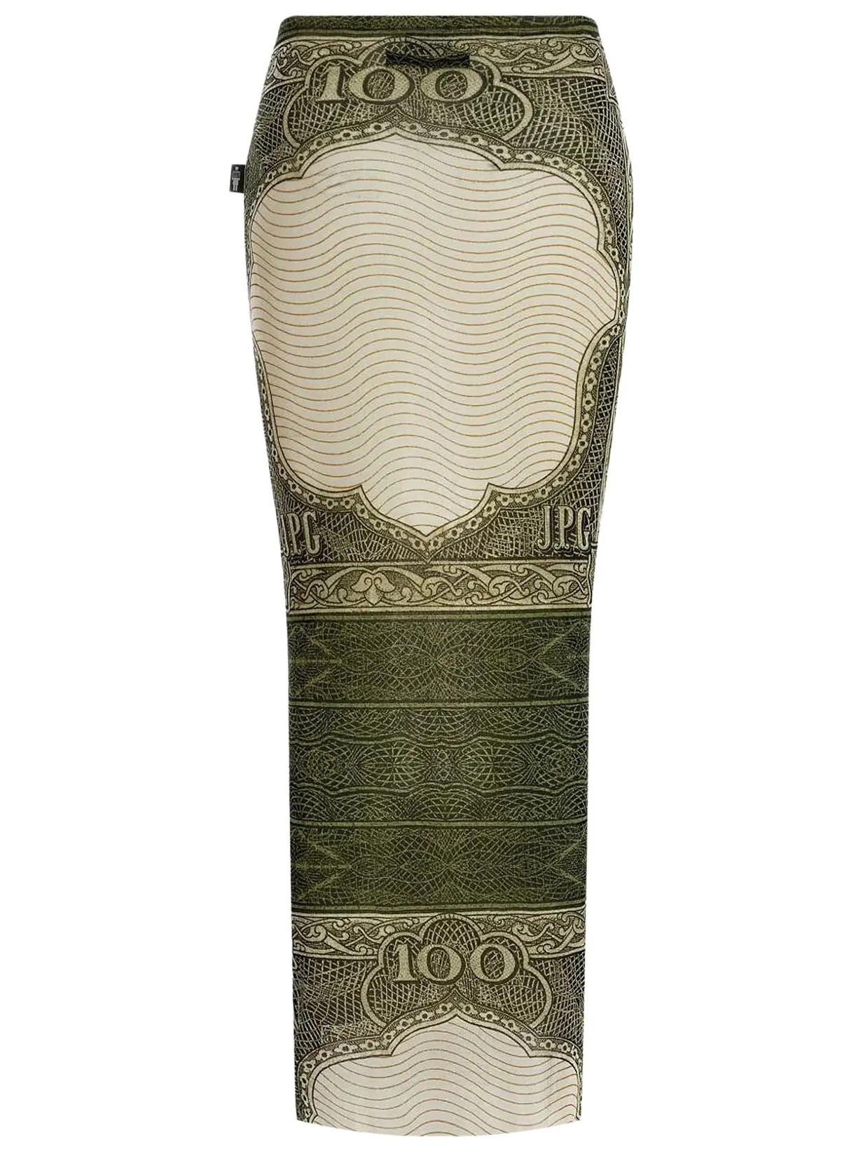 Длинная сетчатая юбка Jean Paul Gaultier Re-Edition с принтом Cartouche — изображение 2 из 2, зеленый