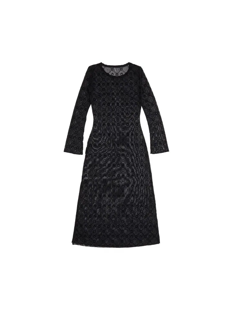 Платье Marine Serre Moonogram Mesh Flock Tube Dress — изображение 2 из 3, черный