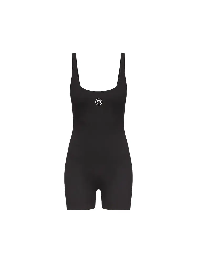 Комбинезон Marine Serre Moon Logo Ribbed Jersey Short Catsuit — изображение 1 из 1, черный