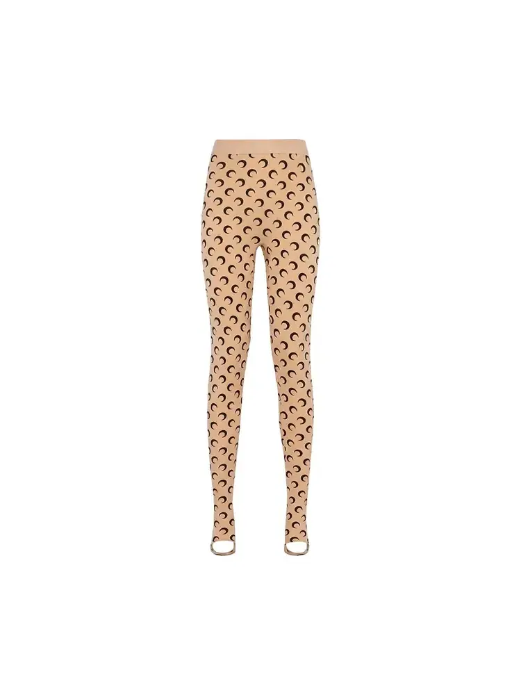 Леггинсы Marine Serre из переработанного джерси Moon Jersey Stirrup Leggings — изображение 1 из 1, бежевый