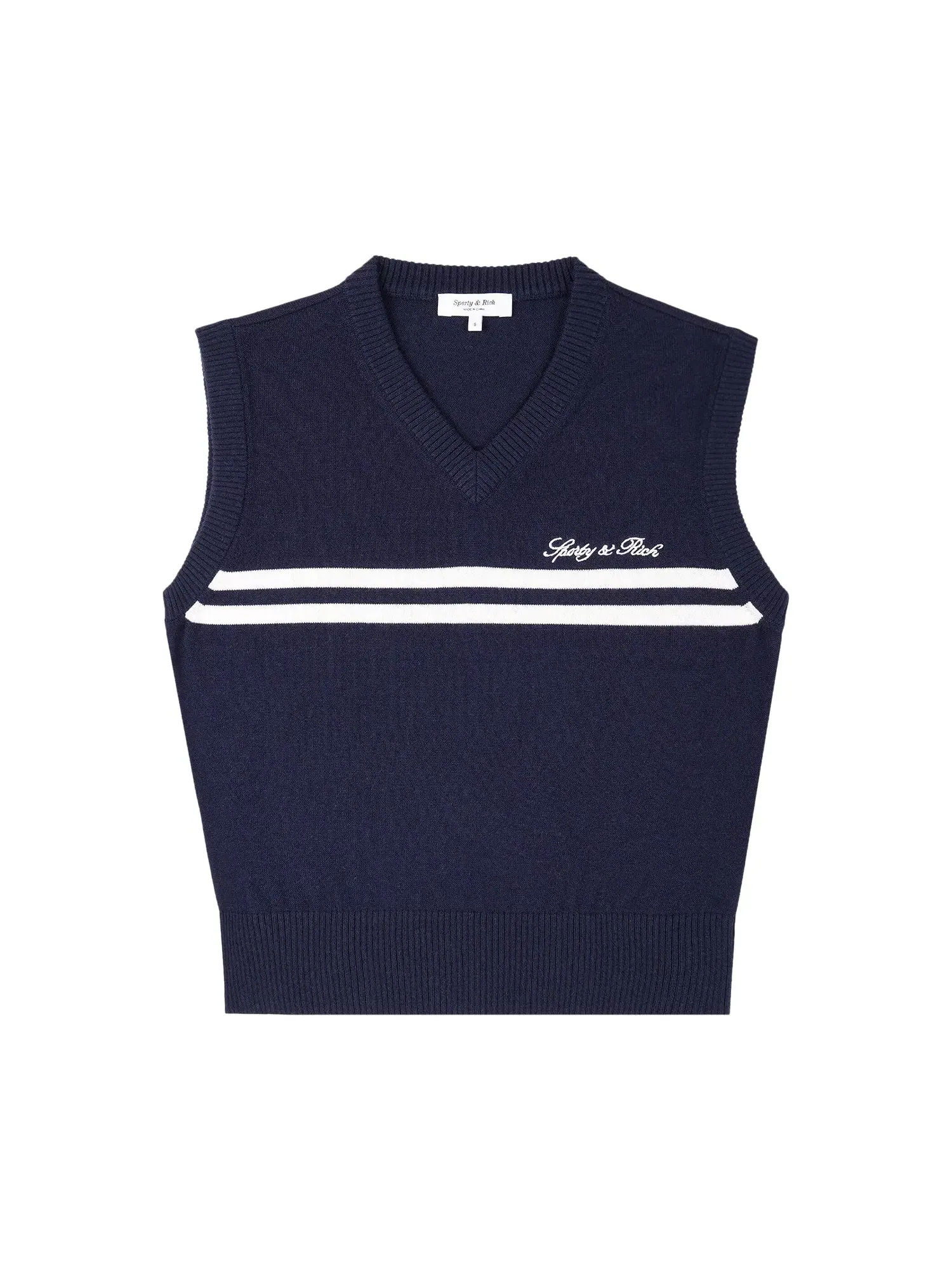 Жилет Sporty & Rich Signature Logo Knitted — изображение 1 из 2, темный темно-синий/белый