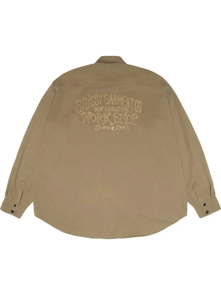 Рубашка Stussy x Our Legacy Work Shop Rocco 'Olive Drab Wool' — изображение 2 из 2, загар