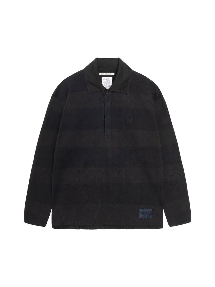 Топ Stussy x Our Legacy Work Shop Rugby, Mud Overdye Stripe — изображение 1 из 2, черный
