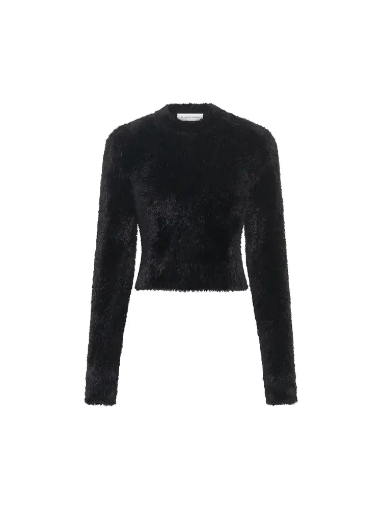 Свитер Marine Serre Wild Fluffy Knit Fitted Crewneck Sweater 'Black' — изображение 1 из 1, черный