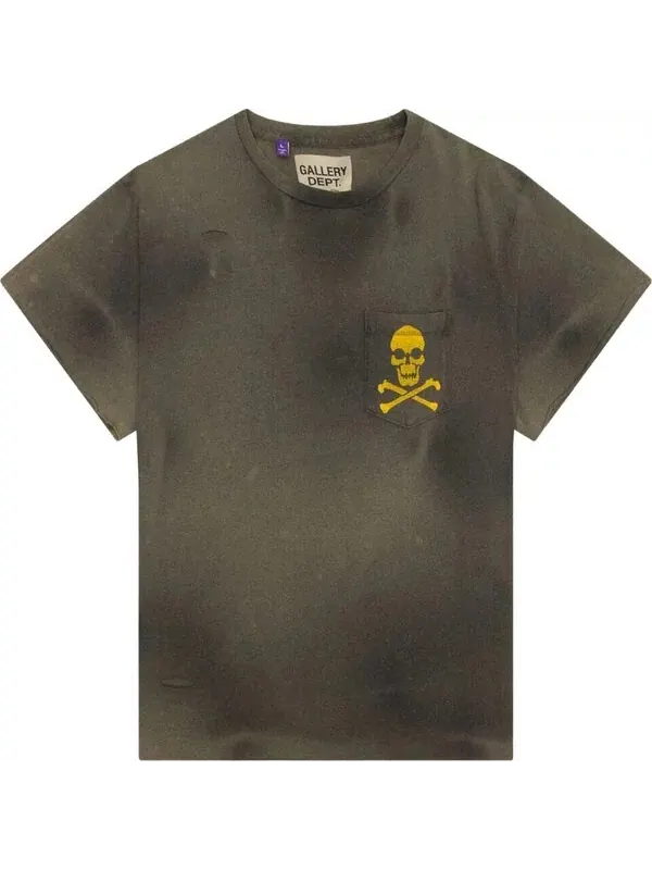Футболка Gallery Dept. Zip Tee зеленая — изображение 1 из 2, черный