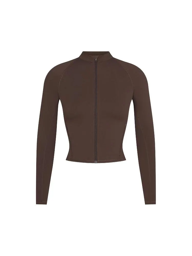 Куртка NikeSKIMS Matte Mock Neck Full Zip Jacket — изображение 1 из 1, сепия