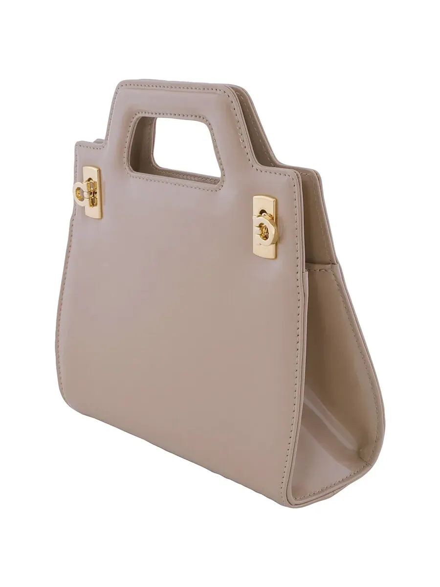 Женская мини-сумка Ferragamo Wanda из бежевой кожи — изображение 3 из 5, бежевый