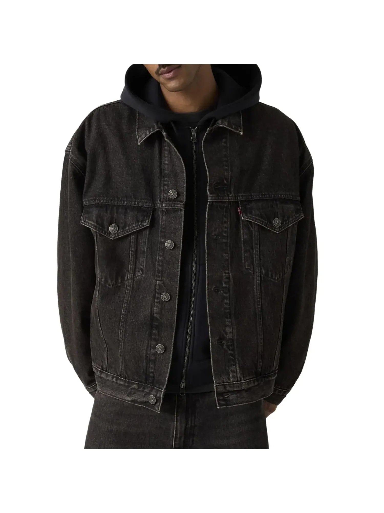 Джинсовая куртка Air Jordan x LEVI'S Type III Denim Trucker Jacket 'Black Wash' — изображение 4 из 5, черный