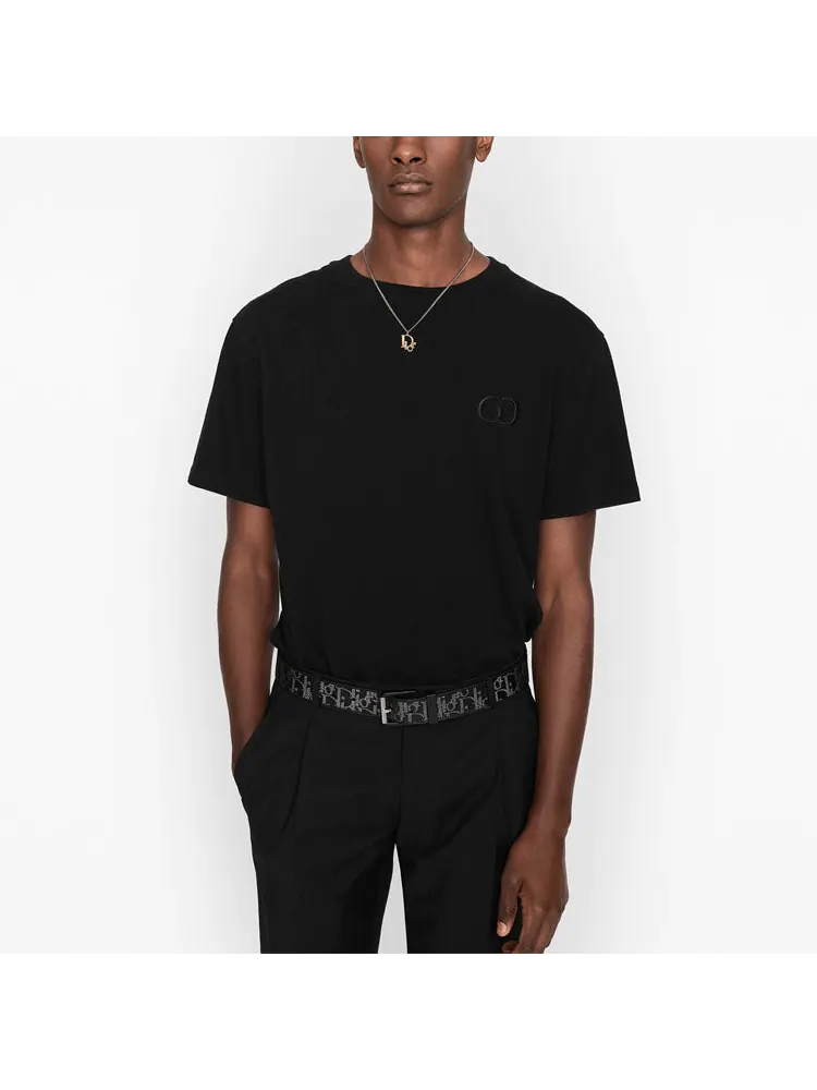Футболка DIOR CD Icon Logo Embroidered Short-Sleeved Black 013J600A0589-C989 — изображение 3 из 5, черный