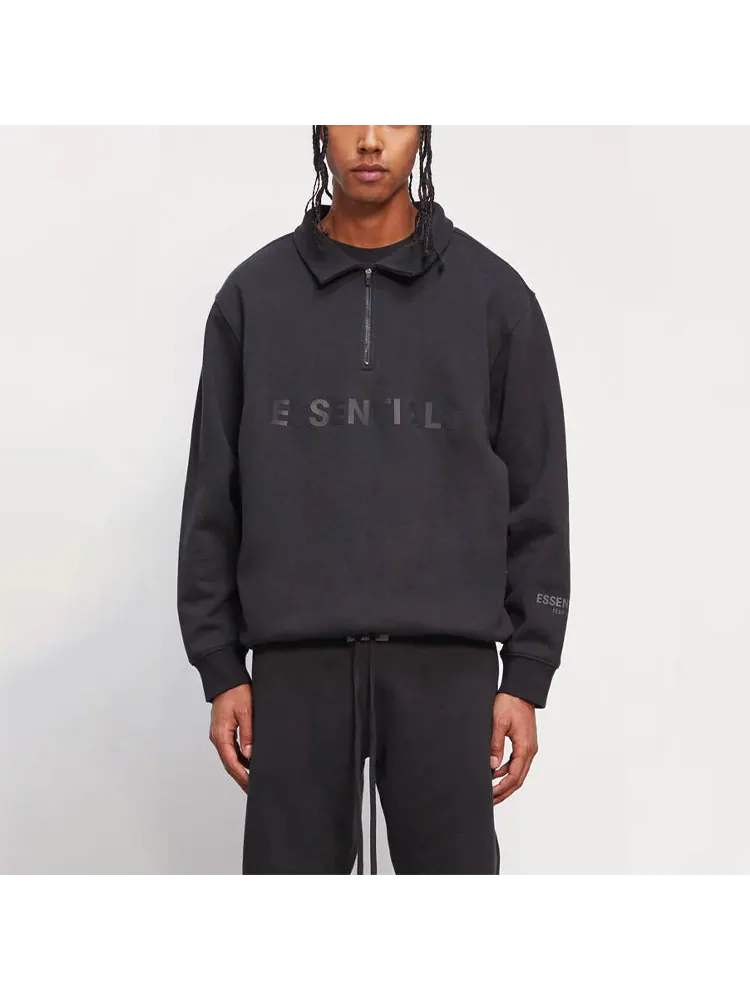 Спортивная толстовка Fear of God Essentials Half Zip 'Black' — изображение 4 из 6, черный