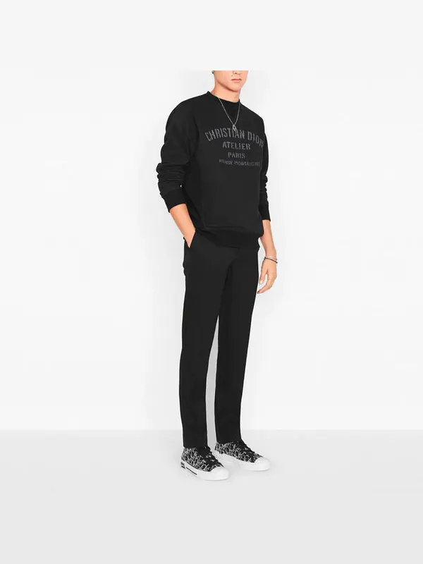 Футболка men's alphabet logo printing round neck long sleeves black Dior — изображение 2 из 3, черный