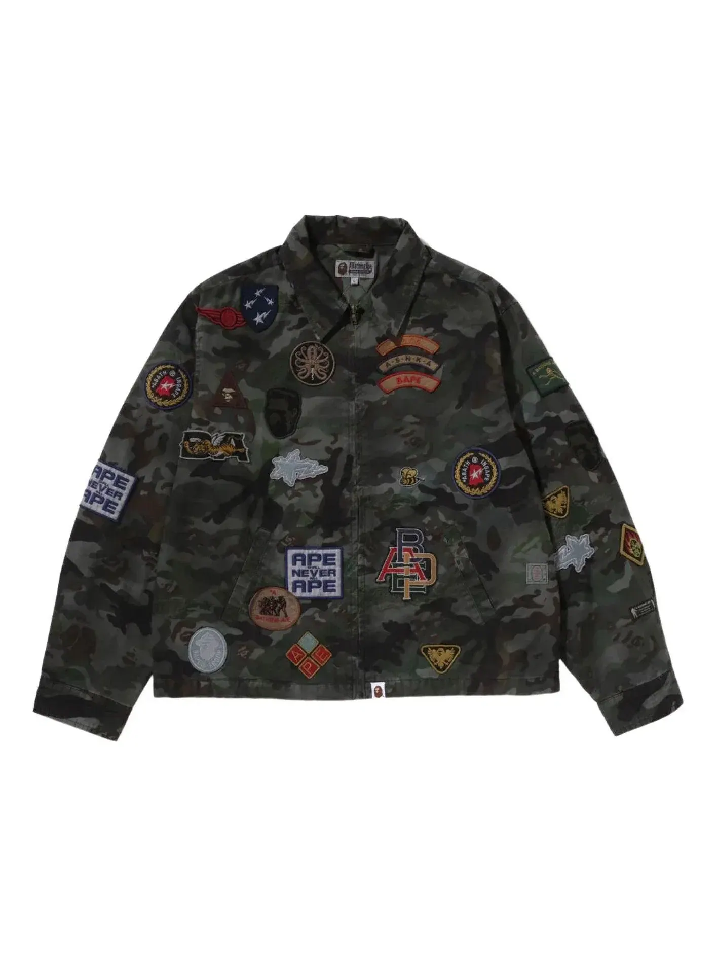 Мужская куртка с принтом Hybrid Camo Multi Badge A Bathing Ape — изображение 1 из 4, зеленый