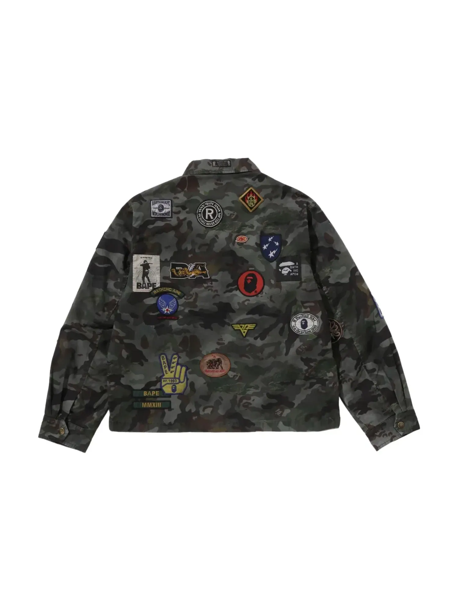 Мужская куртка с принтом Hybrid Camo Multi Badge A Bathing Ape — изображение 2 из 4, зеленый