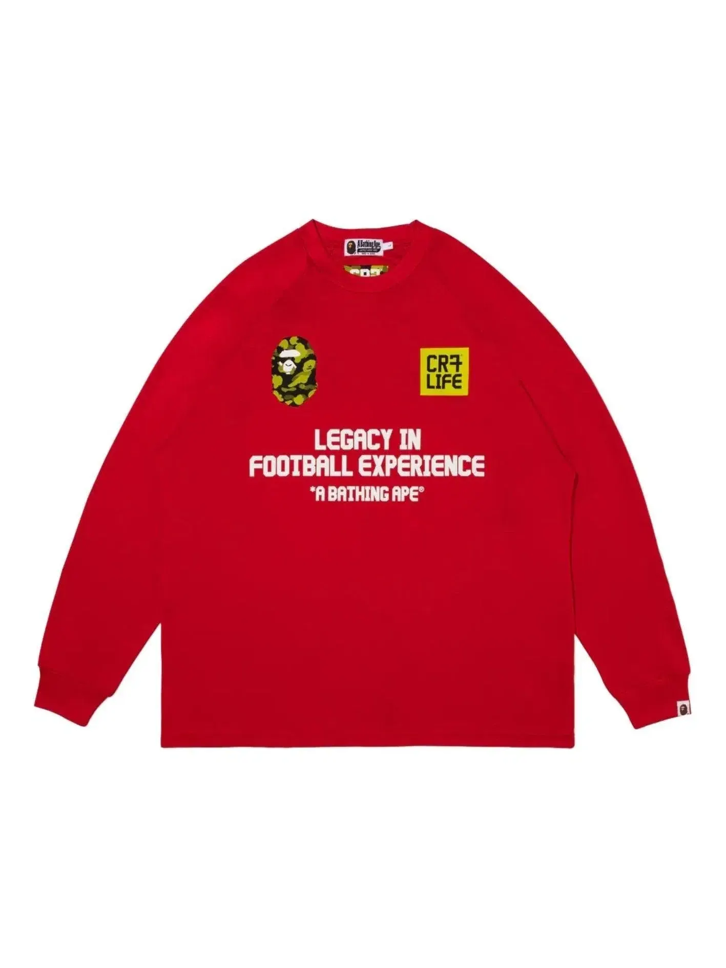 Мужская футболка-джерси с принтом A Bathing Ape x Cristiano Ronaldo CR7 Life Multi Logo Poly Relaxed Fit Jersey, красный