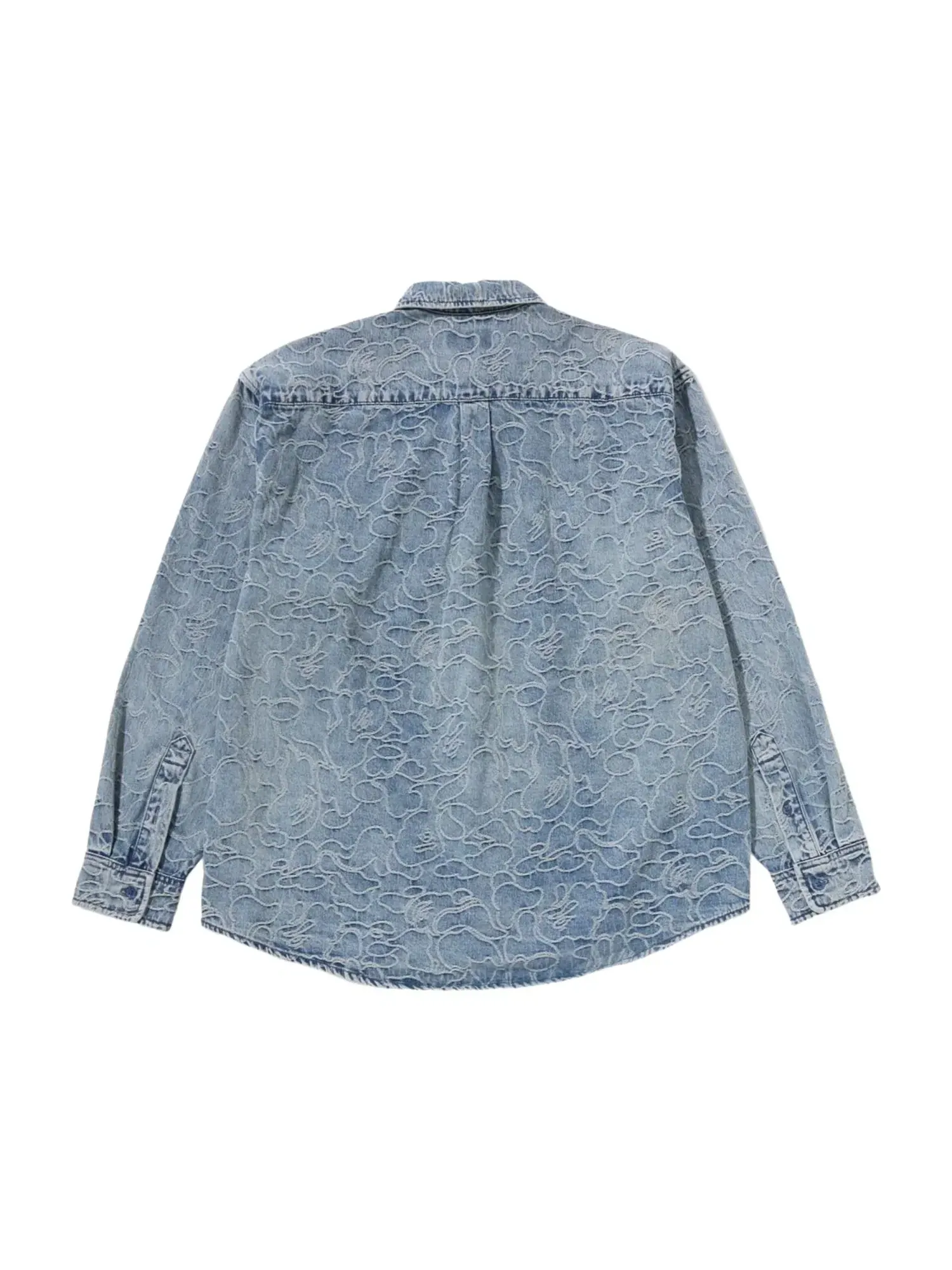 Мужская рубашка с принтом One Point Line Camo Jacquard Denim A Bathing Ape — изображение 2 из 3, синий