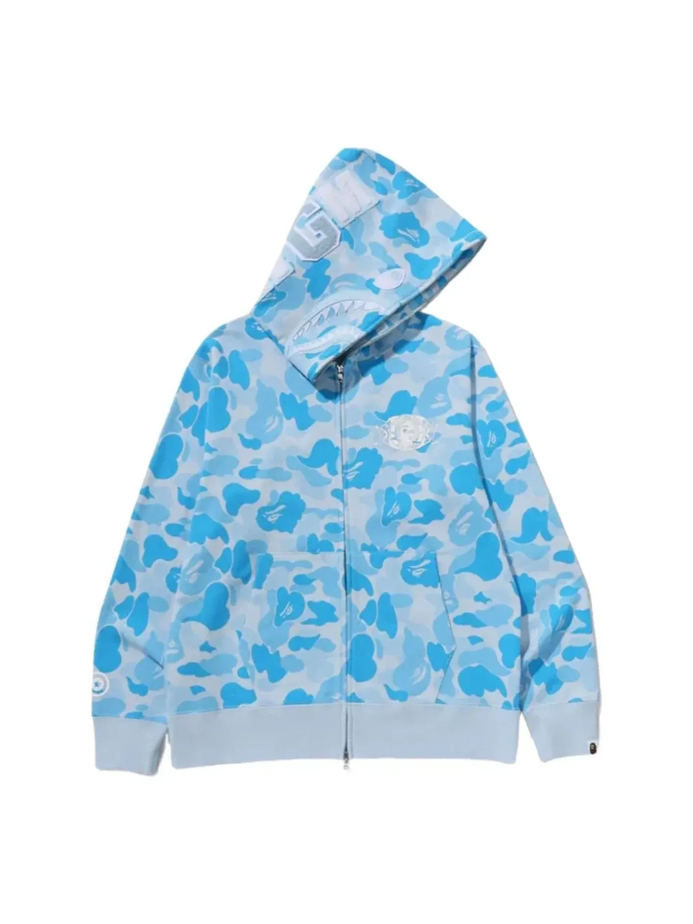 Толстовка на молнии A Bathing Ape Icy Bape ABC Camo Shark Full Zip Hoodie 'Sax' — изображение 1 из 6, синий
