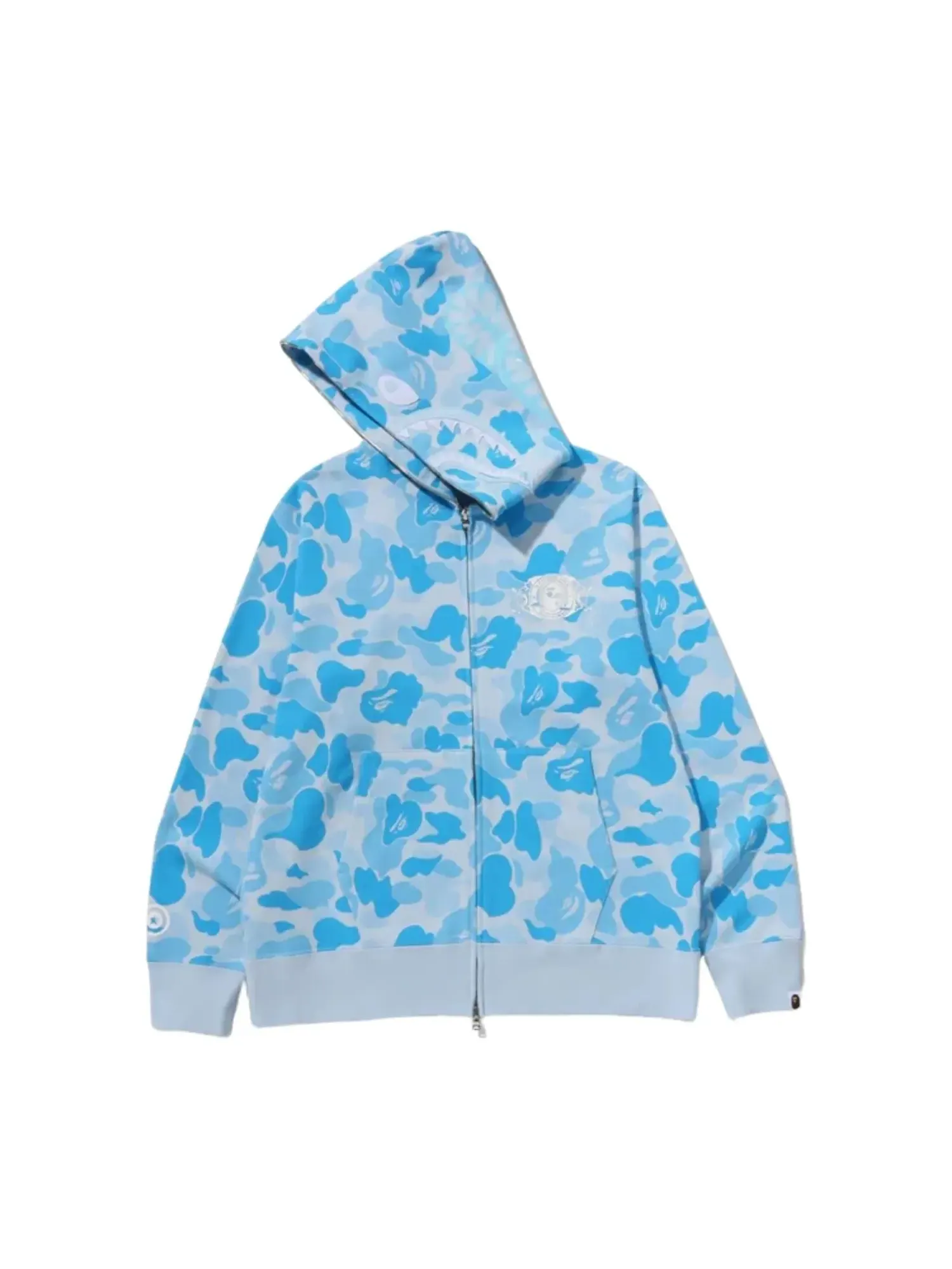Толстовка на молнии A Bathing Ape Icy Bape ABC Camo Shark Full Zip Hoodie 'Sax' — изображение 2 из 6, синий