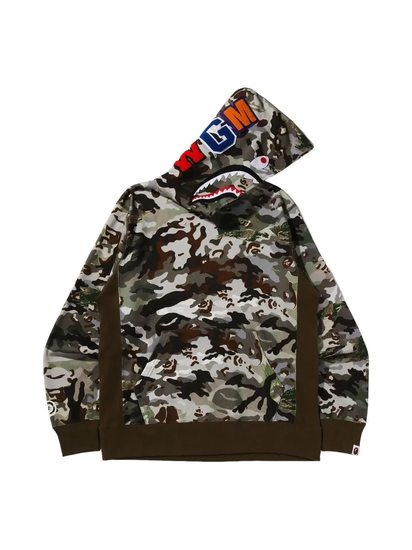 Мужское худи с камуфляжным принтом Shark Pullover A Bathing Ape — изображение 1 из 3, зеленый