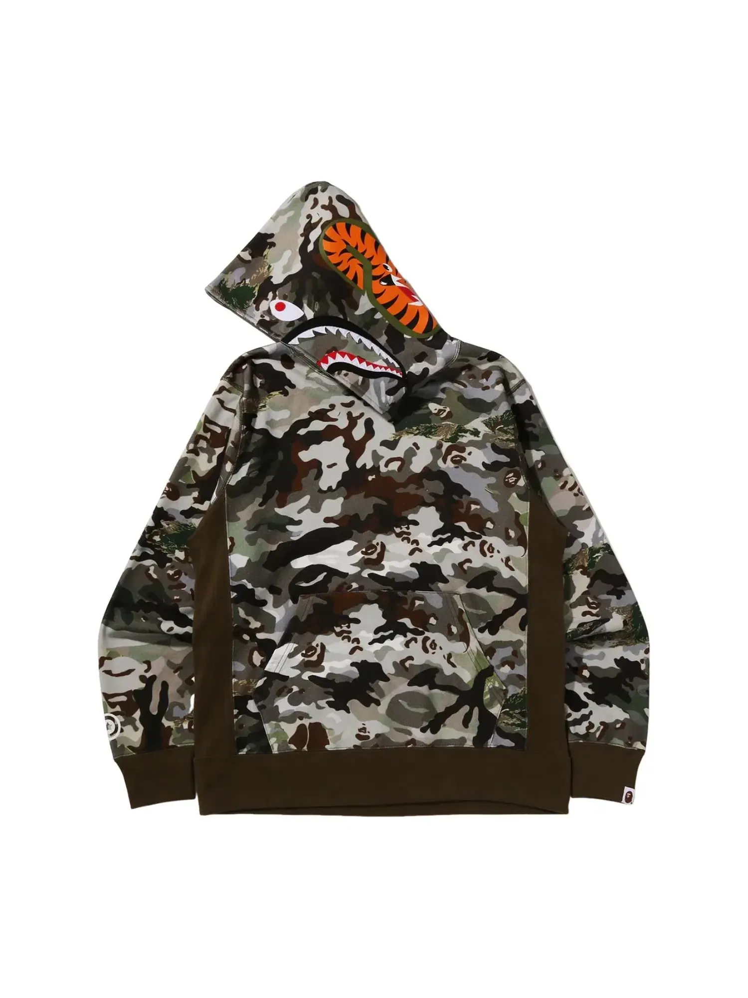 Мужское худи с камуфляжным принтом Shark Pullover A Bathing Ape — изображение 2 из 3, зеленый