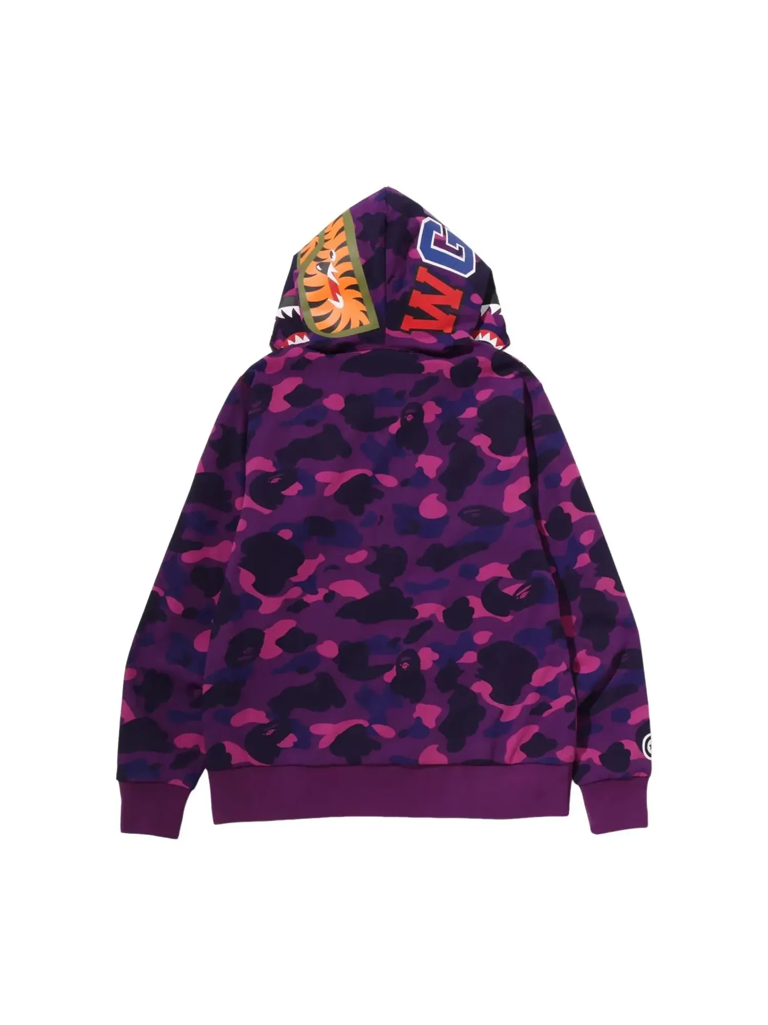 Мужское худи с принтом Color Camo Reversible Shark Full Zip A Bathing Ape — изображение 3 из 6, фиолетовый