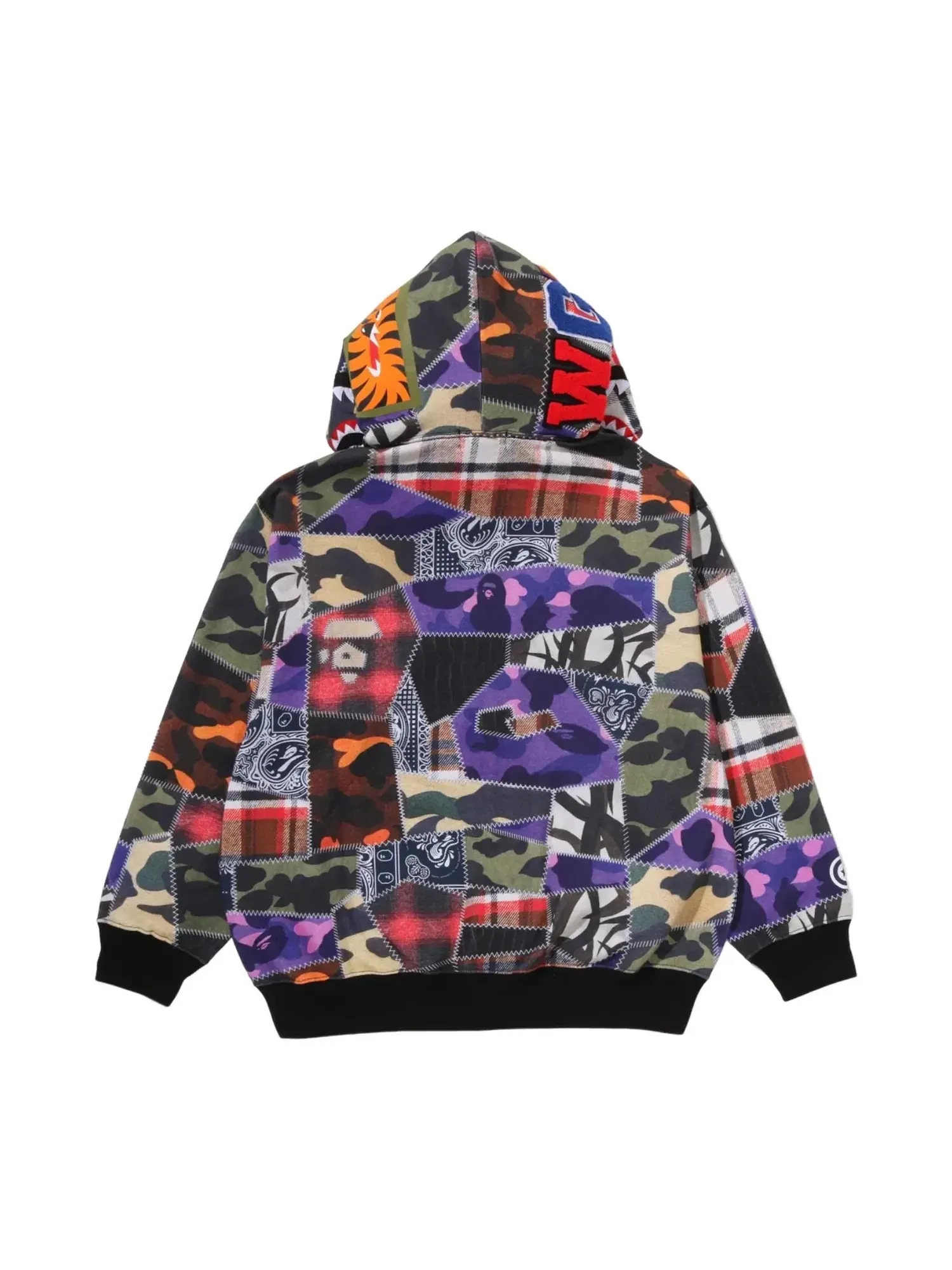 Мужское худи с принтом Crazy Patch Shark Full Zip A Bathing Ape — изображение 3 из 3, мульти