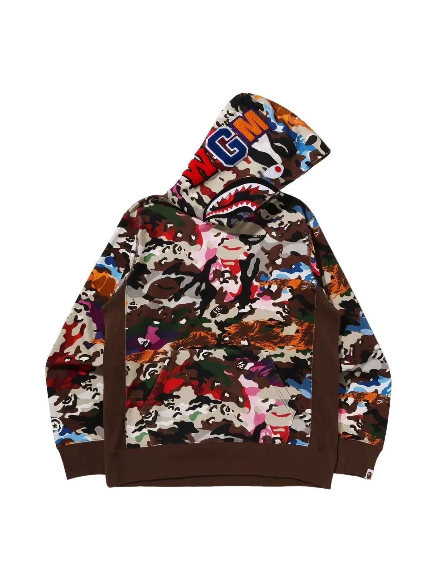 Мужское худи с камуфляжным принтом A Bathing Ape Hybrid Camo Shark Pullover Hoodie — изображение 1 из 3, мульти