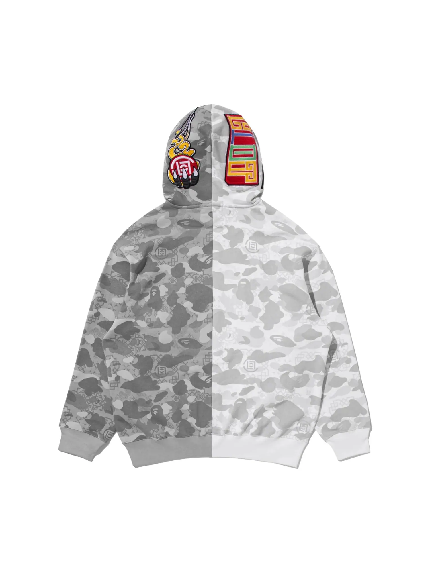 A Bathing Ape Худи BAPE X Clot Camo Split Shark Relaxed Fit Full Zip Hoodie 'White' — изображение 5 из 5, белый