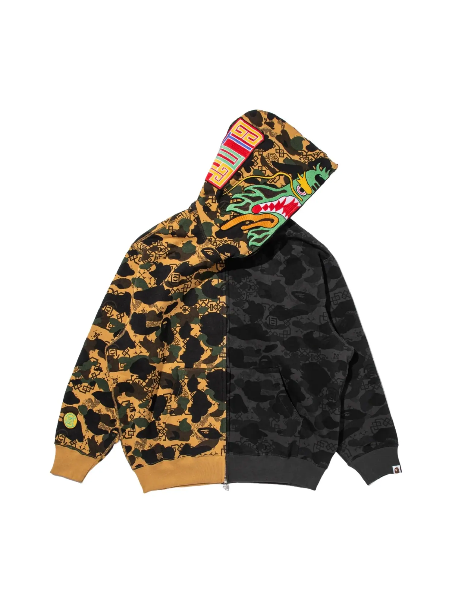 A Bathing Ape Худи BAPE X Clot Camo Split Shark Relaxed Fit Full Zip Hoodie — изображение 2 из 5, черный
