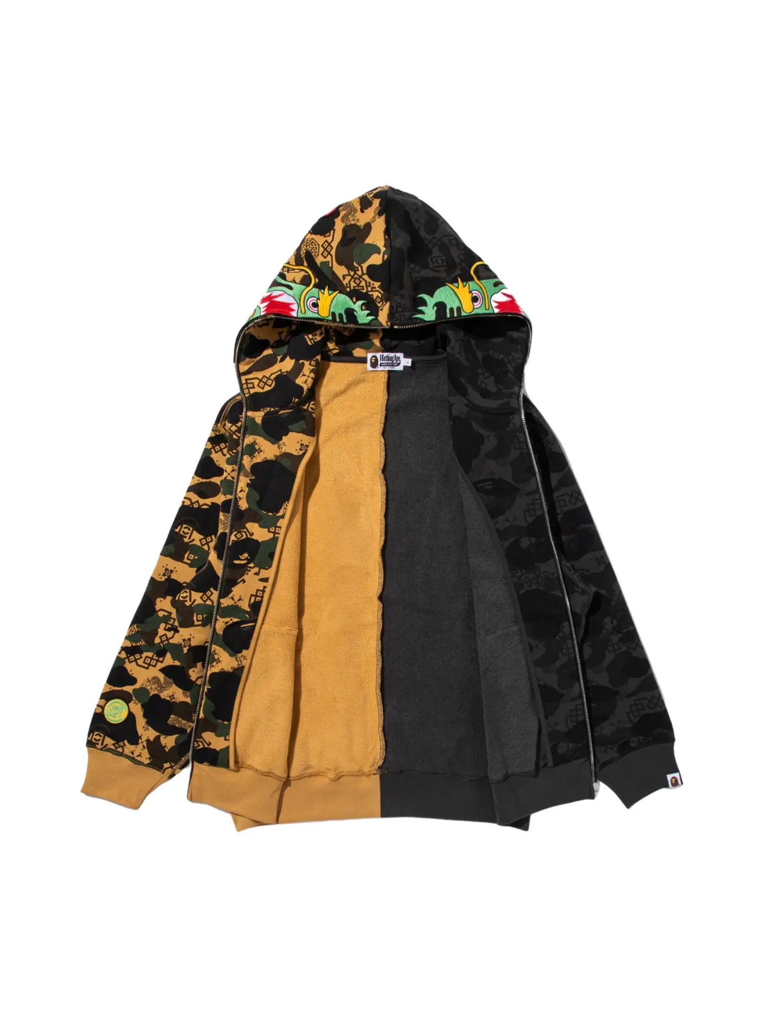 A Bathing Ape Худи BAPE X Clot Camo Split Shark Relaxed Fit Full Zip Hoodie — изображение 4 из 5, черный