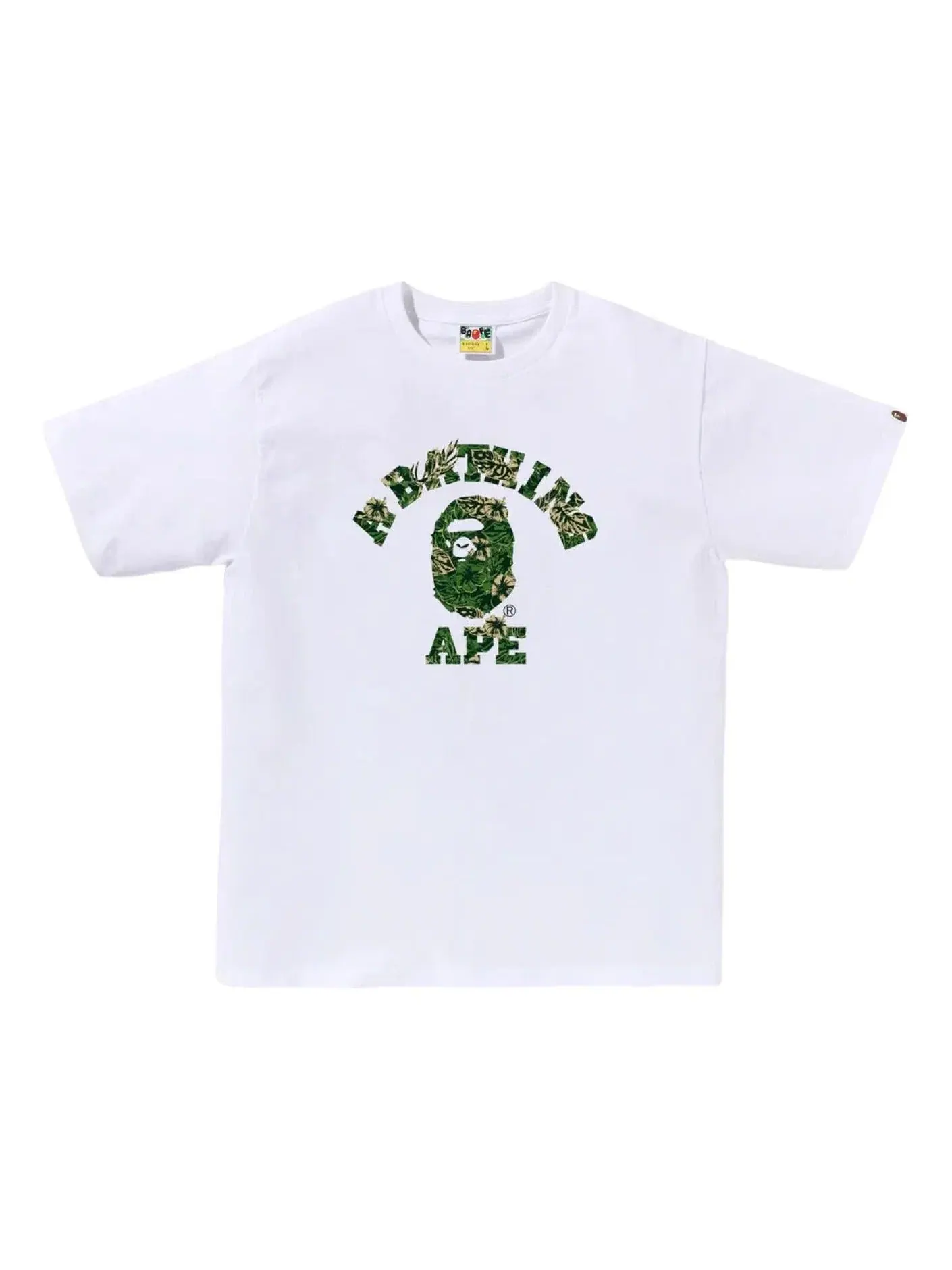 Мужская футболка с принтом A Bathing Ape Palm Resort Camo College T-Shirt — изображение 1 из 1, белый
