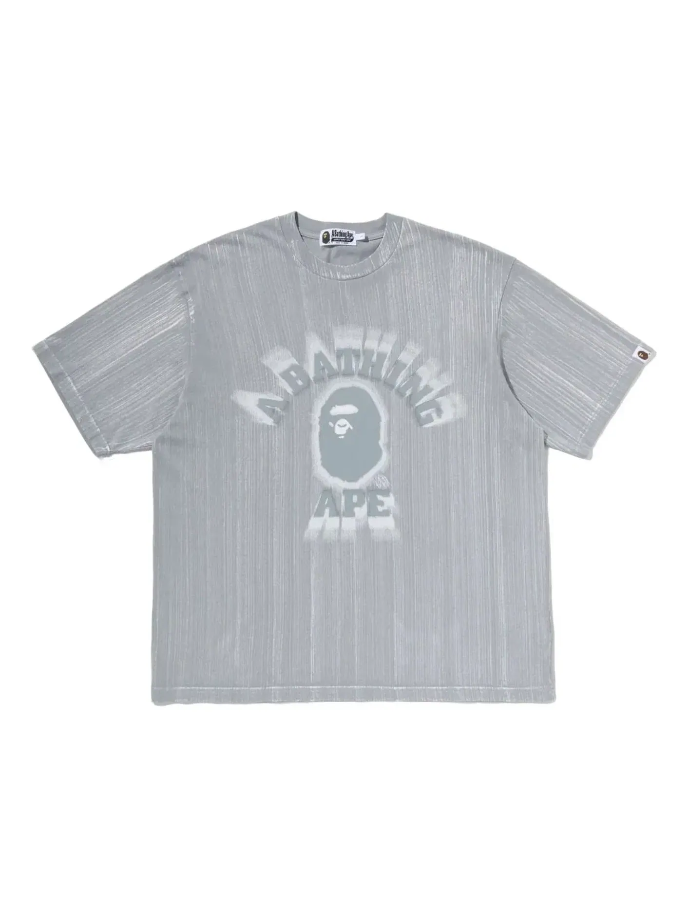 Мужская футболка с принтом A Bathing Ape Brush College Relaxed Fit T-Shirt — изображение 1 из 3, серый