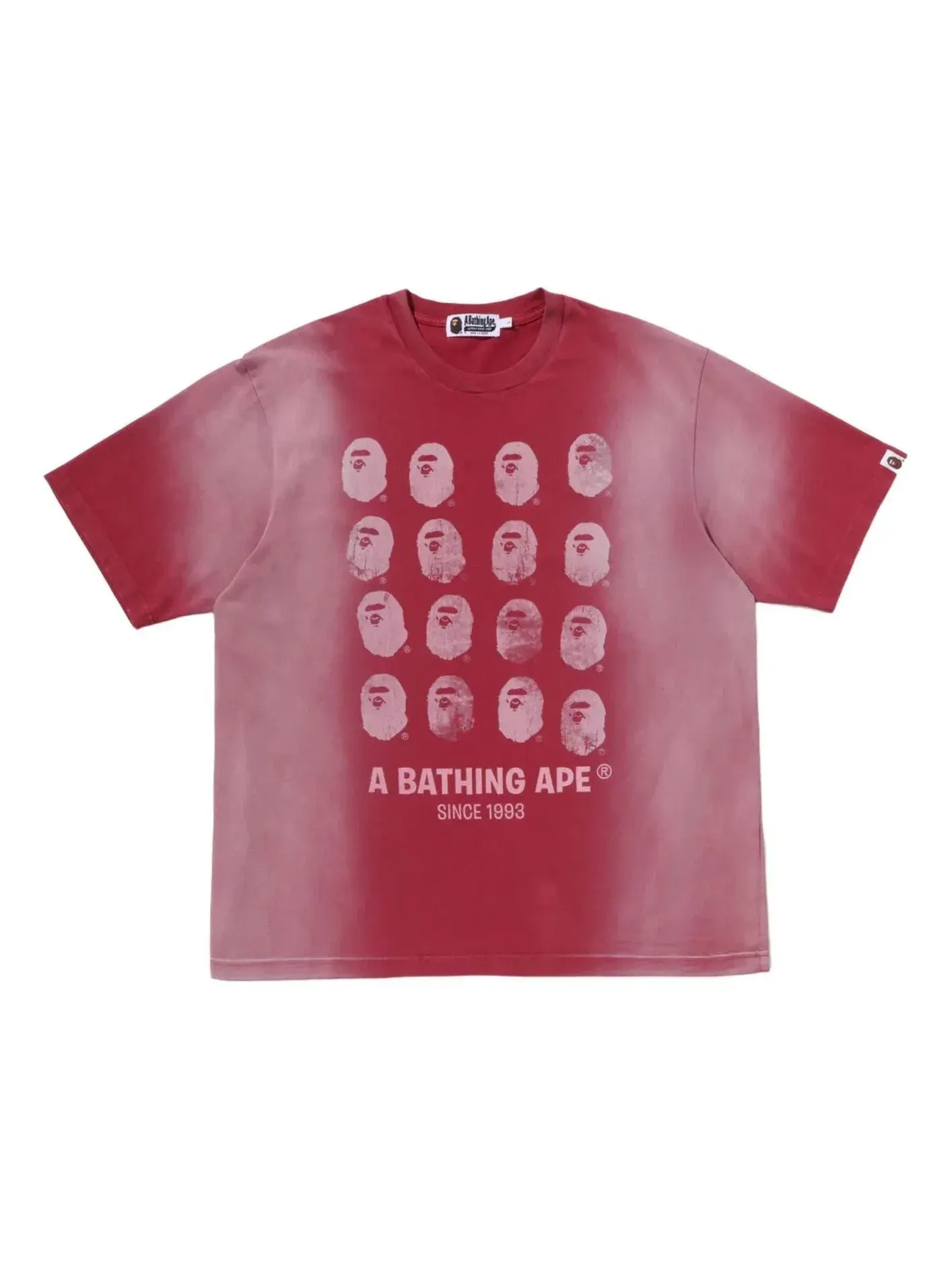 Мужская футболка с принтом Bleeched Multi Ape Head Logo Relaxed Fit A Bathing Ape — изображение 1 из 2, красный