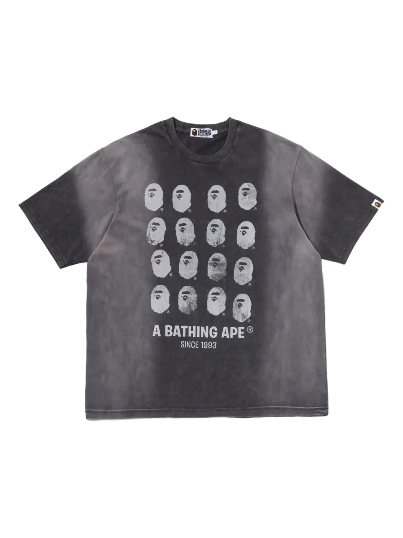 Мужская футболка свободного кроя с принтом Bleeched Multi Ape Head Logo A Bathing Ape — изображение 1 из 2, черный