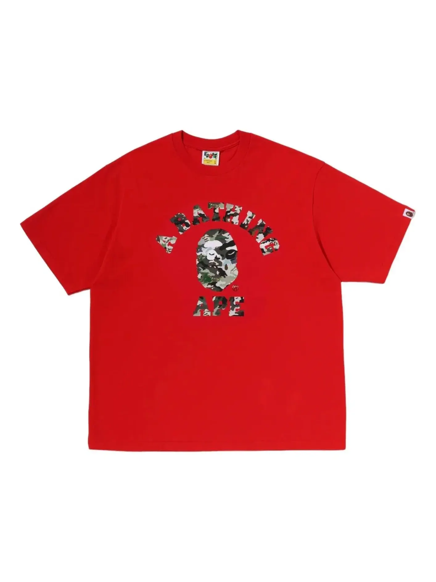 Мужская футболка с принтом Hybrid Camo College A Bathing Ape — изображение 1 из 2, красный