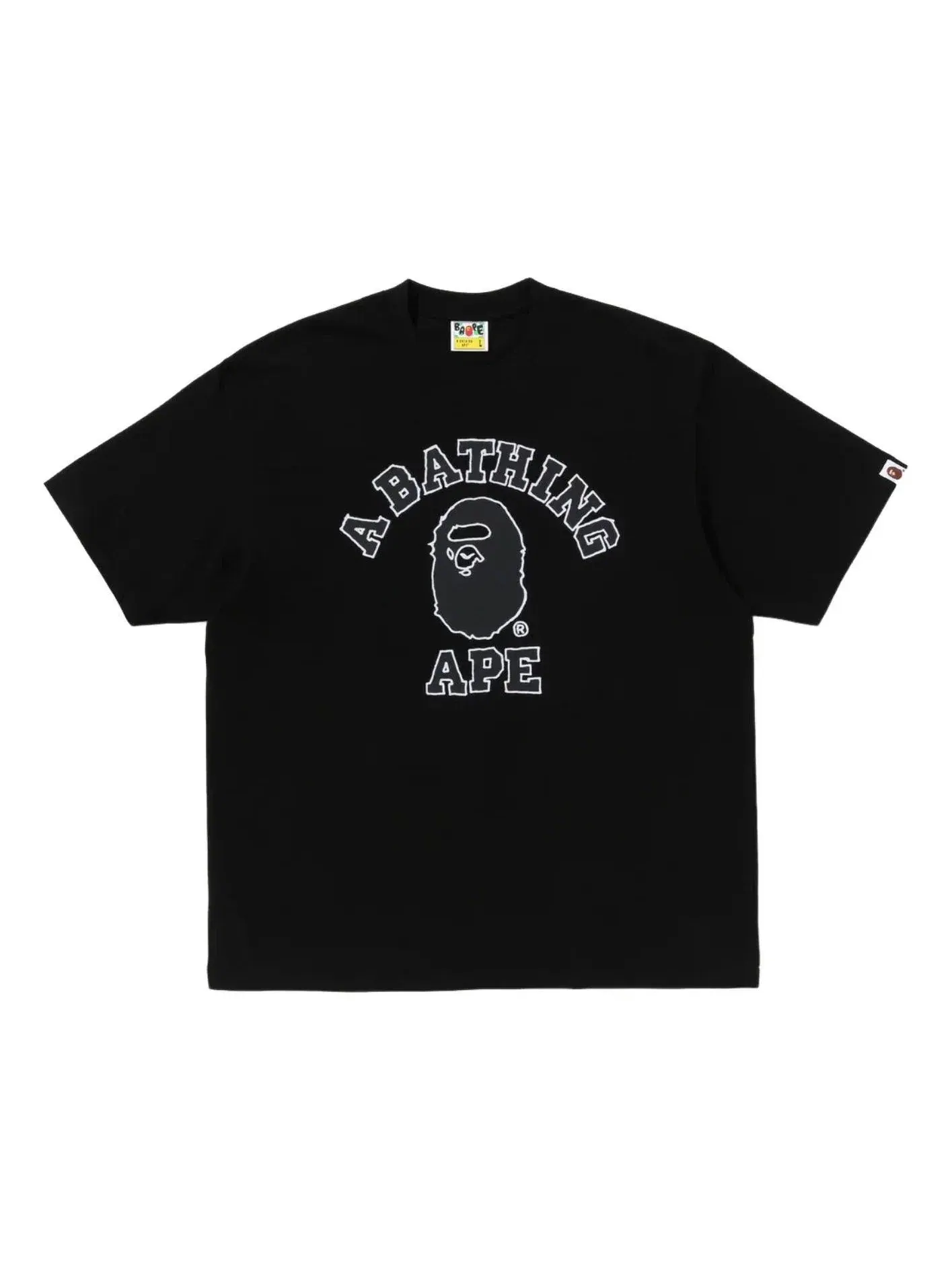 Мужская футболка свободного кроя с принтом Hand Drawn Outline College A Bathing Ape — изображение 1 из 2, черный
