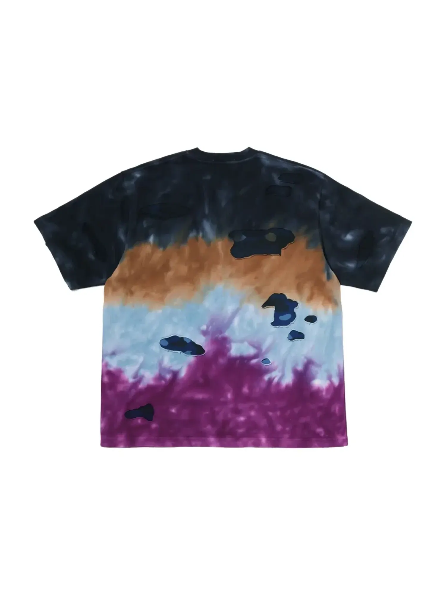 Мужская футболка свободного кроя с принтом Color Camo Tie Dye Destroyed Multi Logo A Bathing Ape — изображение 2 из 2, черный