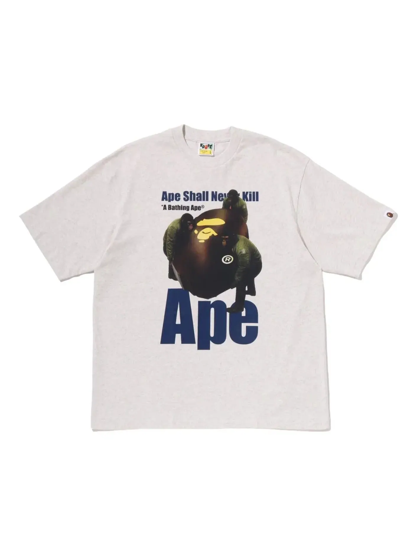 Мужская футболка с фотопринтом Ape Head A Bathing Ape — изображение 1 из 2, серый